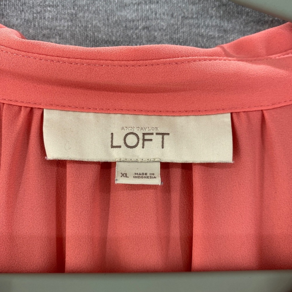 LOFT Women‎ Coral Scallop Trim Sleeveless Button Up Blouse Shirt XL - Picture 3 of 7